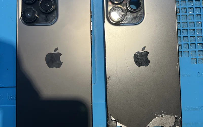 iPhone 14 Pro Max 背蓋破裂更換，新舊背蓋對比